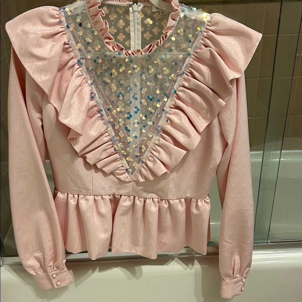 Pink Ruffled Women's Top